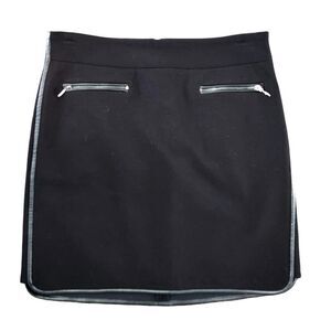 Women's Black Moto High-Waisted Mini Skirt with Zippers & Faux Leather / 0